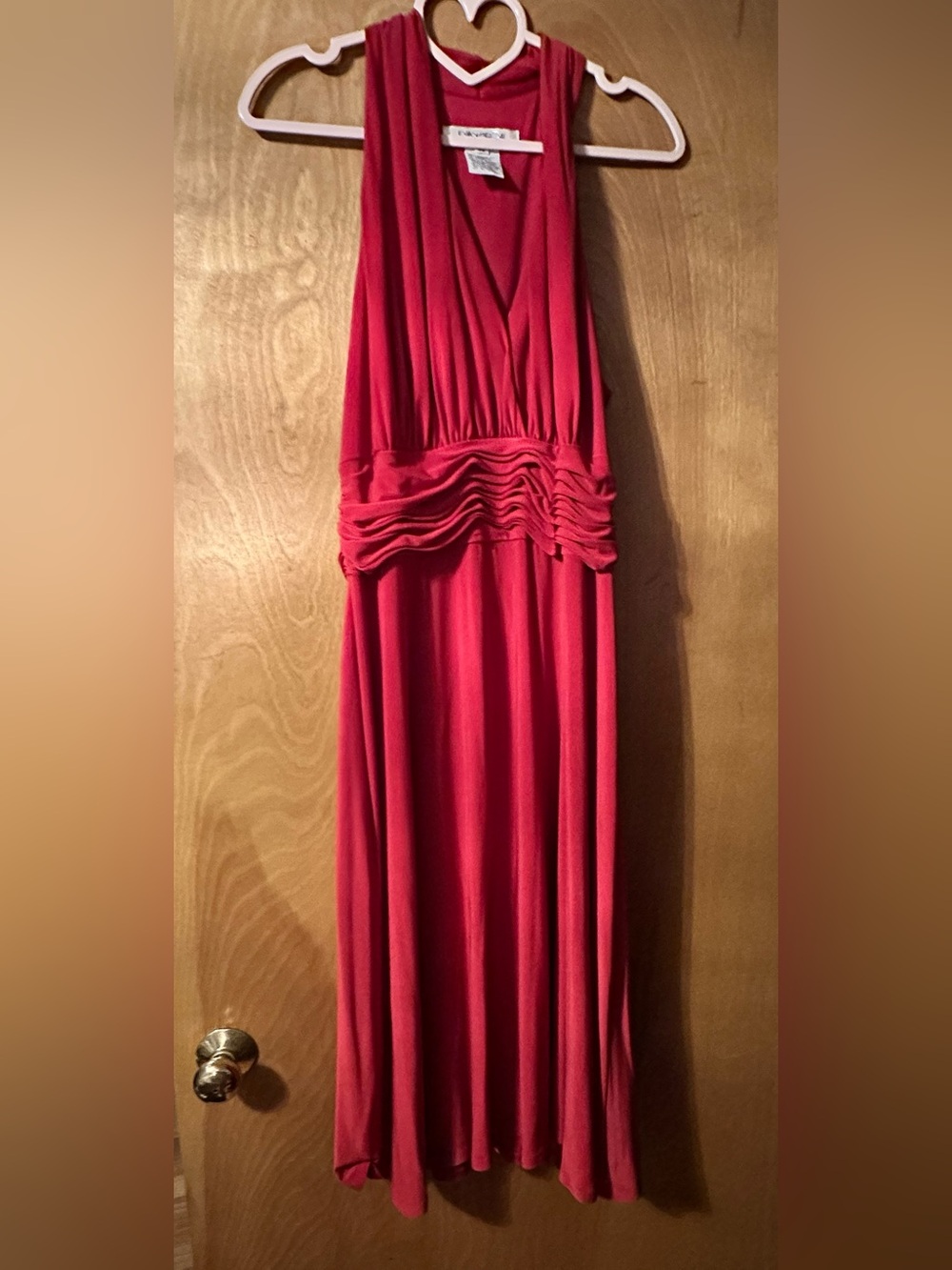 Evan Picone Red Halter Midi Dress
